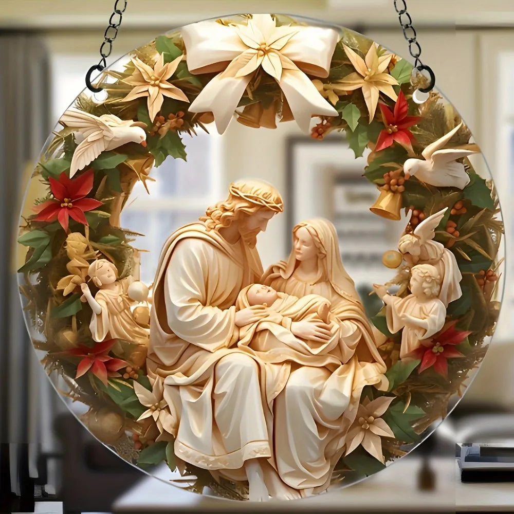 2D Saint Mary Pendant Christmas Gift Christmas Ornament Acrylic Car Pendant Prayer Pendant for Home Garden Decor Christmas Decor