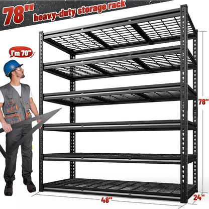 3600LBS Garage Shelving 48" W Storage Shelves 6 Tier