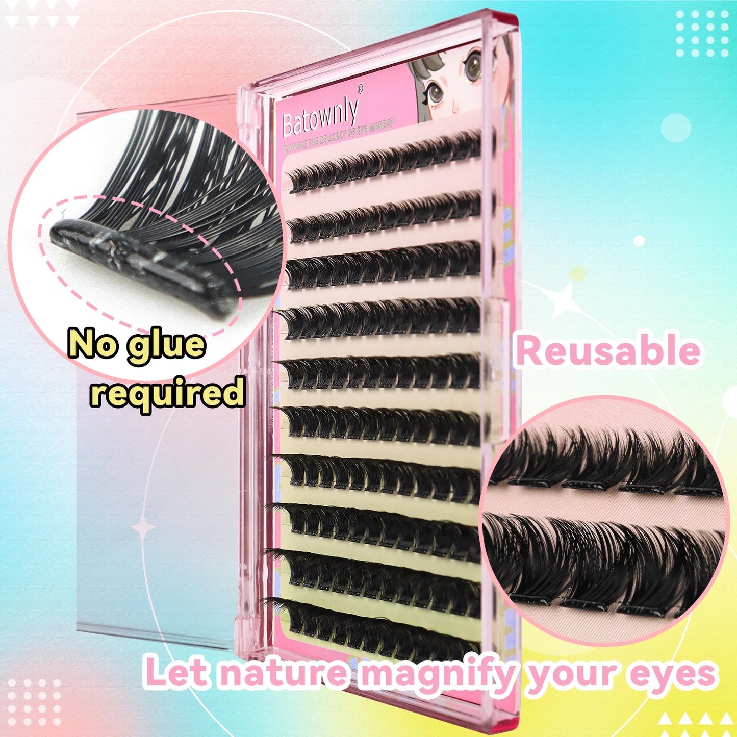 Individual Lashes 120 Pcs Self-adhesive Eyelash Cluster 10-12-14mm