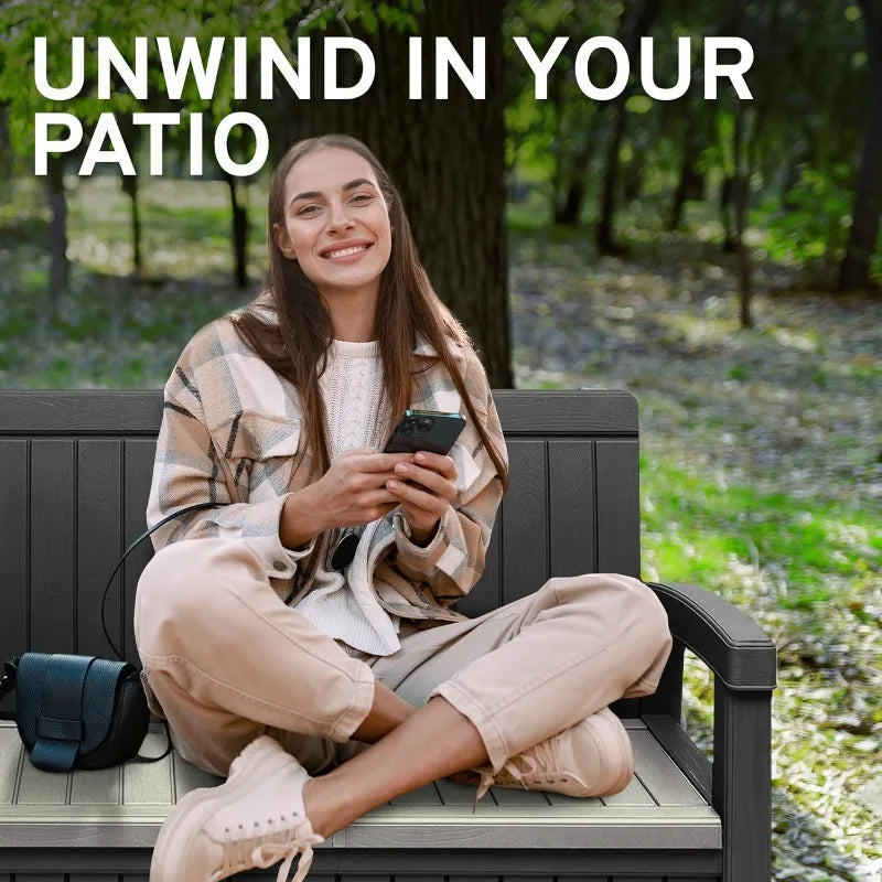 2 Seat Outdoor Storage Bench with Rain Cover - 60 Gallon Capacity