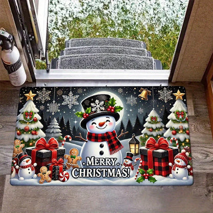 Christmas Door Mat Red Santa Claus  Gingerbread Man