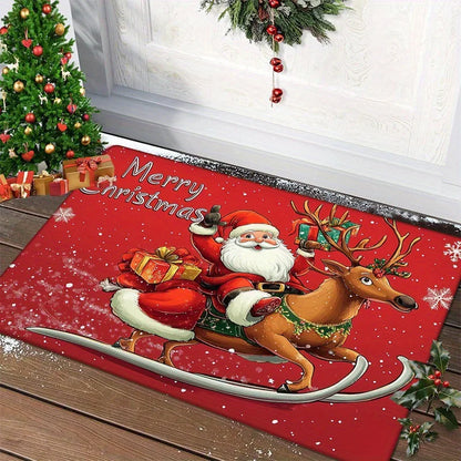 Christmas Door Mat Red Santa Claus  Gingerbread Man