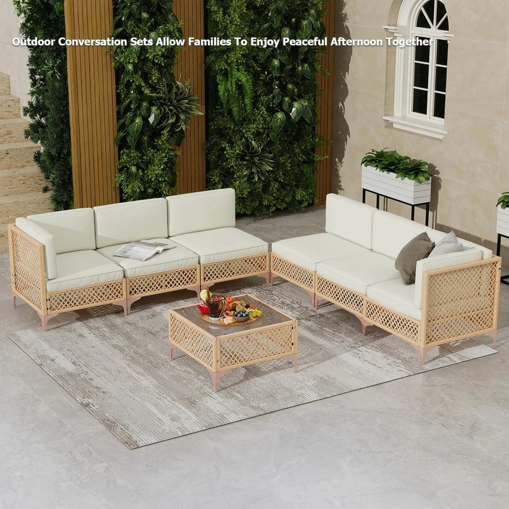 Outdoor Patio Furniture Set, Wicker Outdoor Sectional Set