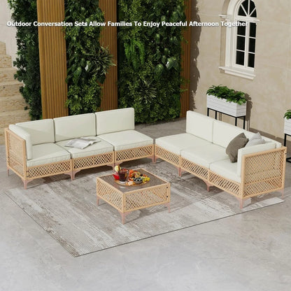 Outdoor Patio Furniture Set, Wicker Outdoor Sectional Set