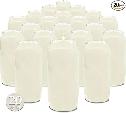 7-Day White Prayer Candles, 20-Pack - 6-Inch Tall Pillars