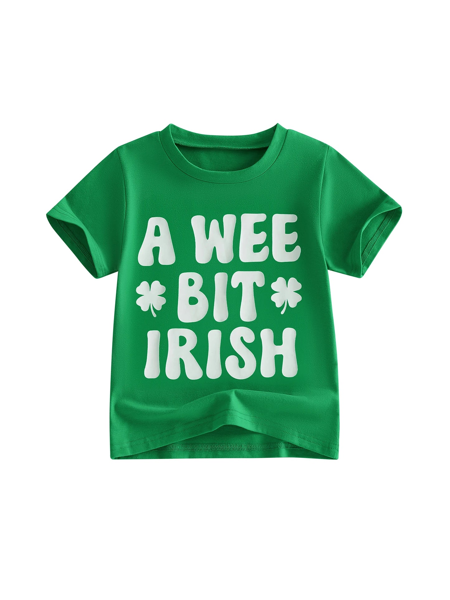 Irish Girl T-Shirts with Lucky Clover Print Short Sleeve Crew Neck