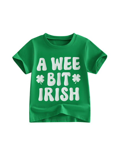 Irish Girl T-Shirts with Lucky Clover Print Short Sleeve Crew Neck