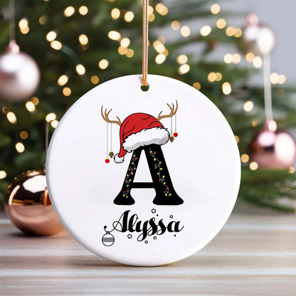 Baby's Christmas Ornament Personalized Initial with Name