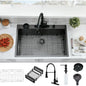 33x22 Inch Drop In Kitchen Sink and Faucet Combo Black Stainless Steel