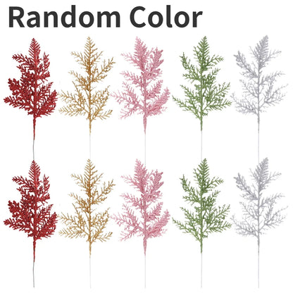 Artificial Pine Leaves Branches Christmas Gold Silver Plant