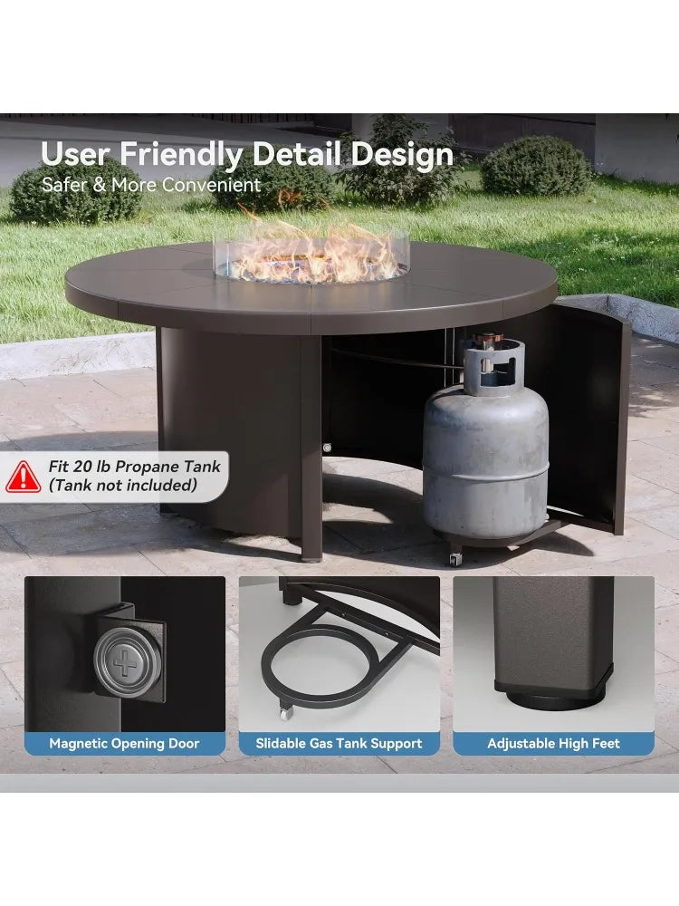 Outdoor Patio Furniture Set with 48"/55000 BTU Outdoor Propane Fire Pit