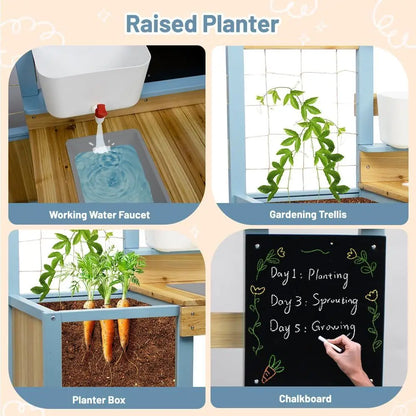 Kids Potting Bench for Outdoor, Fir Wood Gardening Station