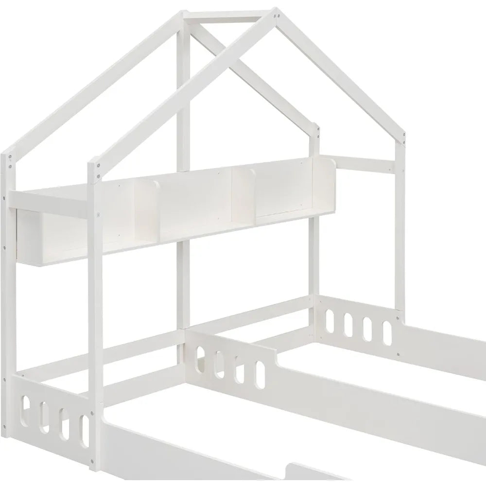 Double Twin House Bed for 2 Kids,