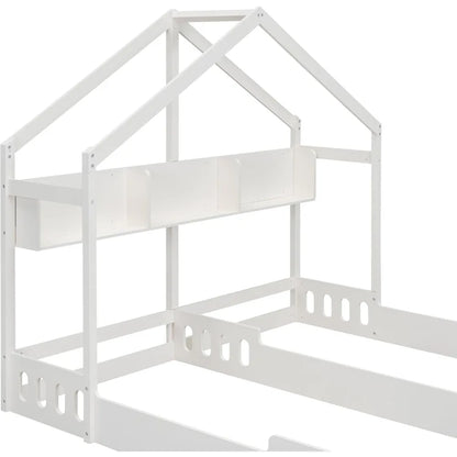 Double Twin House Bed for 2 Kids,