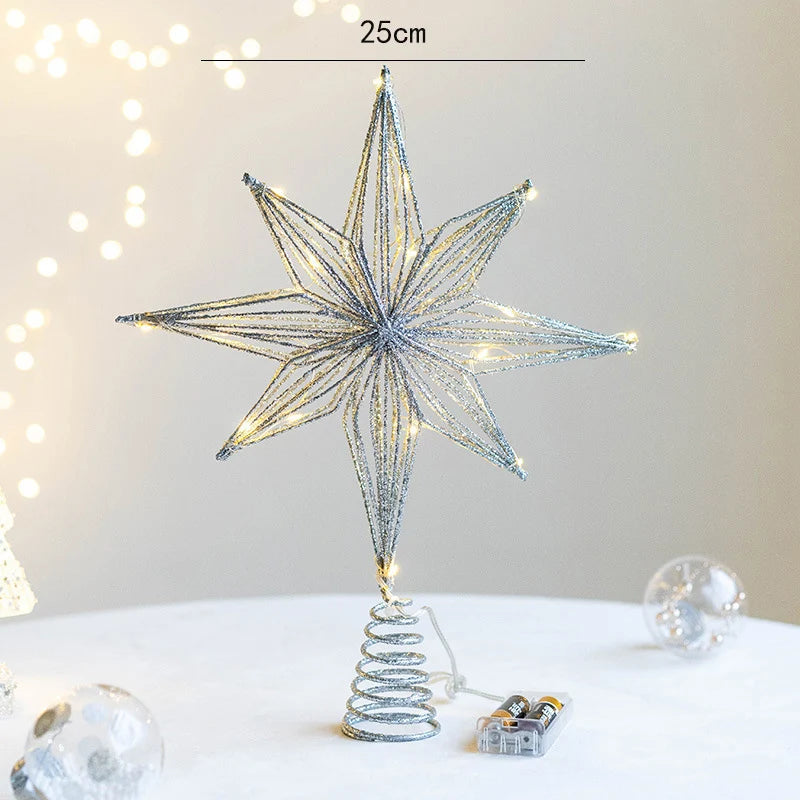 Christmas Tree Toppers Star With LED String Lights