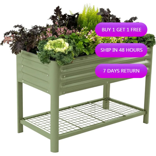 2ft x 4ft Elevated Garden Beds with Legs and Storage Rack