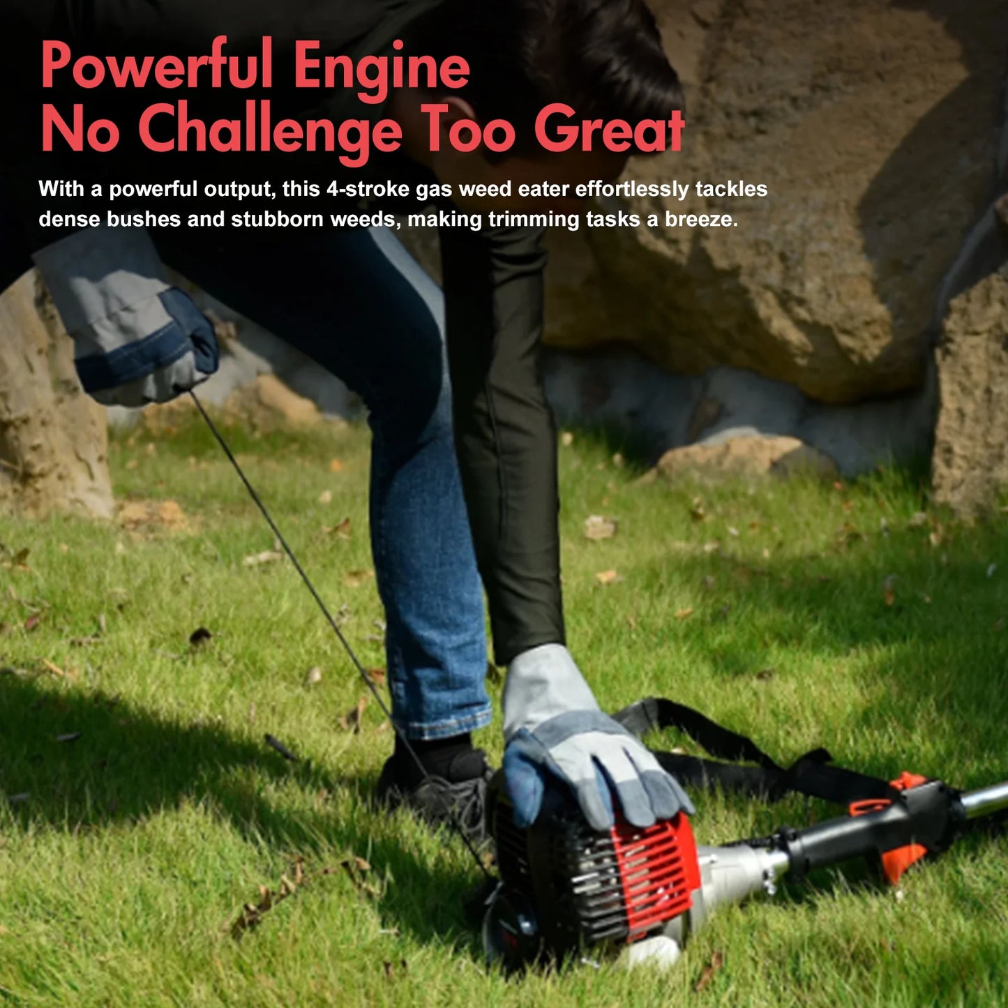 4-Stroke Gas Weed Eater 31cc 15lb 13 in Straight Shaft Trimmer