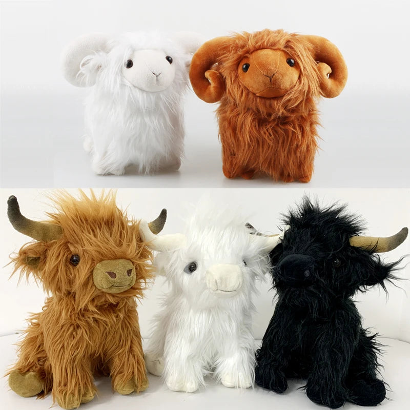 Simulation Highland Cows and Sheep Animal Plush Doll