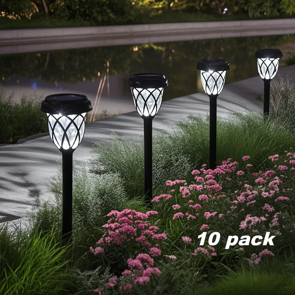 10 Pack solar powered small tube Light and shadow lamp lawn lamp