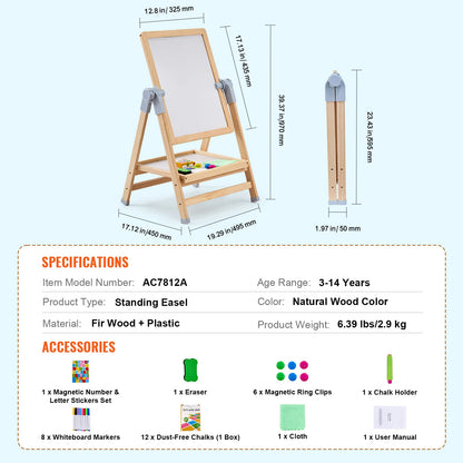 Standing Magnetic Drawing Board WordPad Art Easel with Painting Accessories