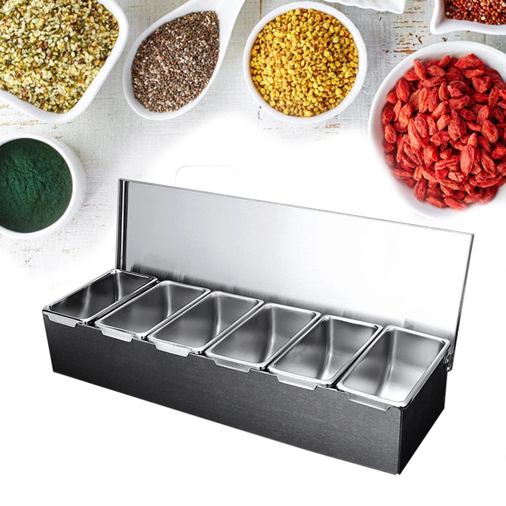 Ingredient Container With 6 Grids Kitchen Spice Box