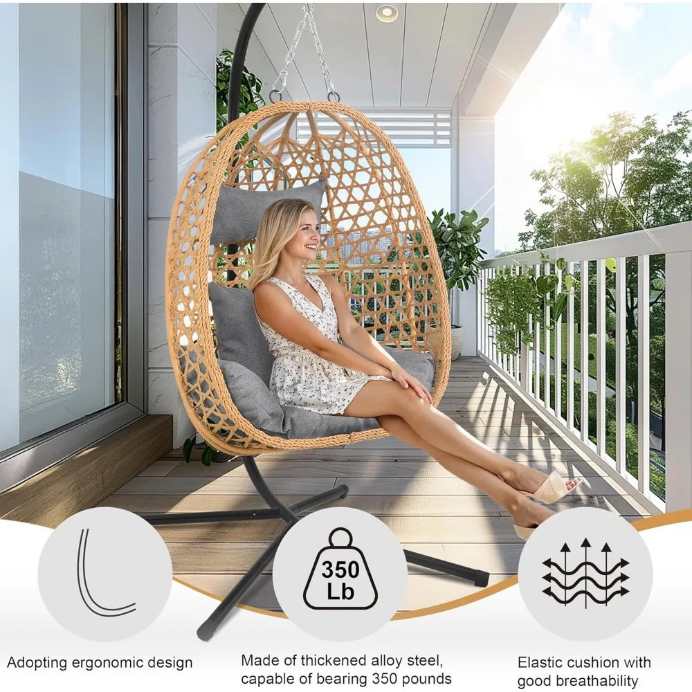 Hanging Egg Chair with Stand & Cushions