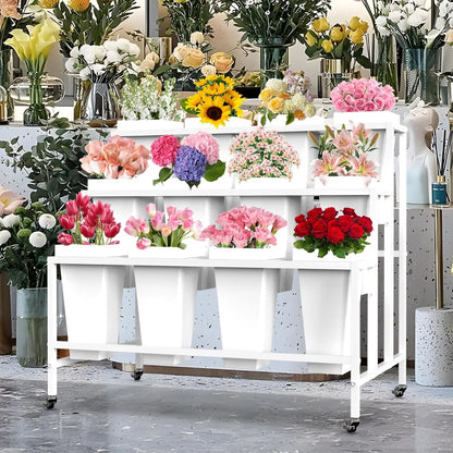 Flower Display Stand with 12 Buckets