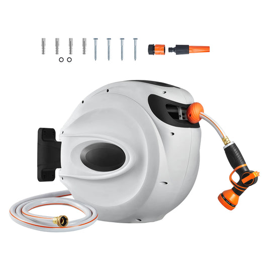 Retractable Hose Reel 180° Swivel Bracket Wall-Mounted Garden Water Hose Reel