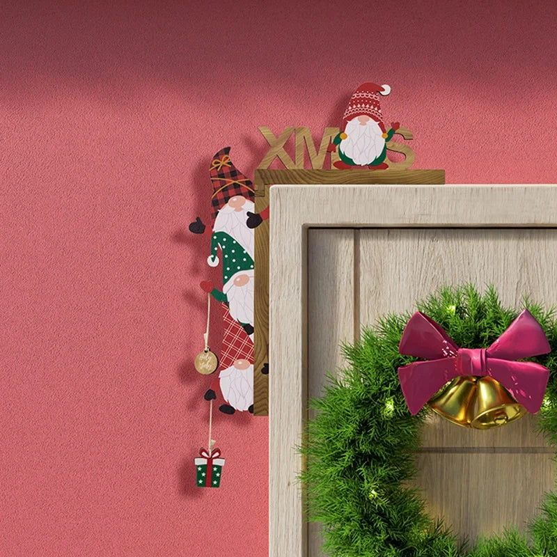 1PC DIY Wooden Door Frame Ornament Christmas Door Corner Frame ps