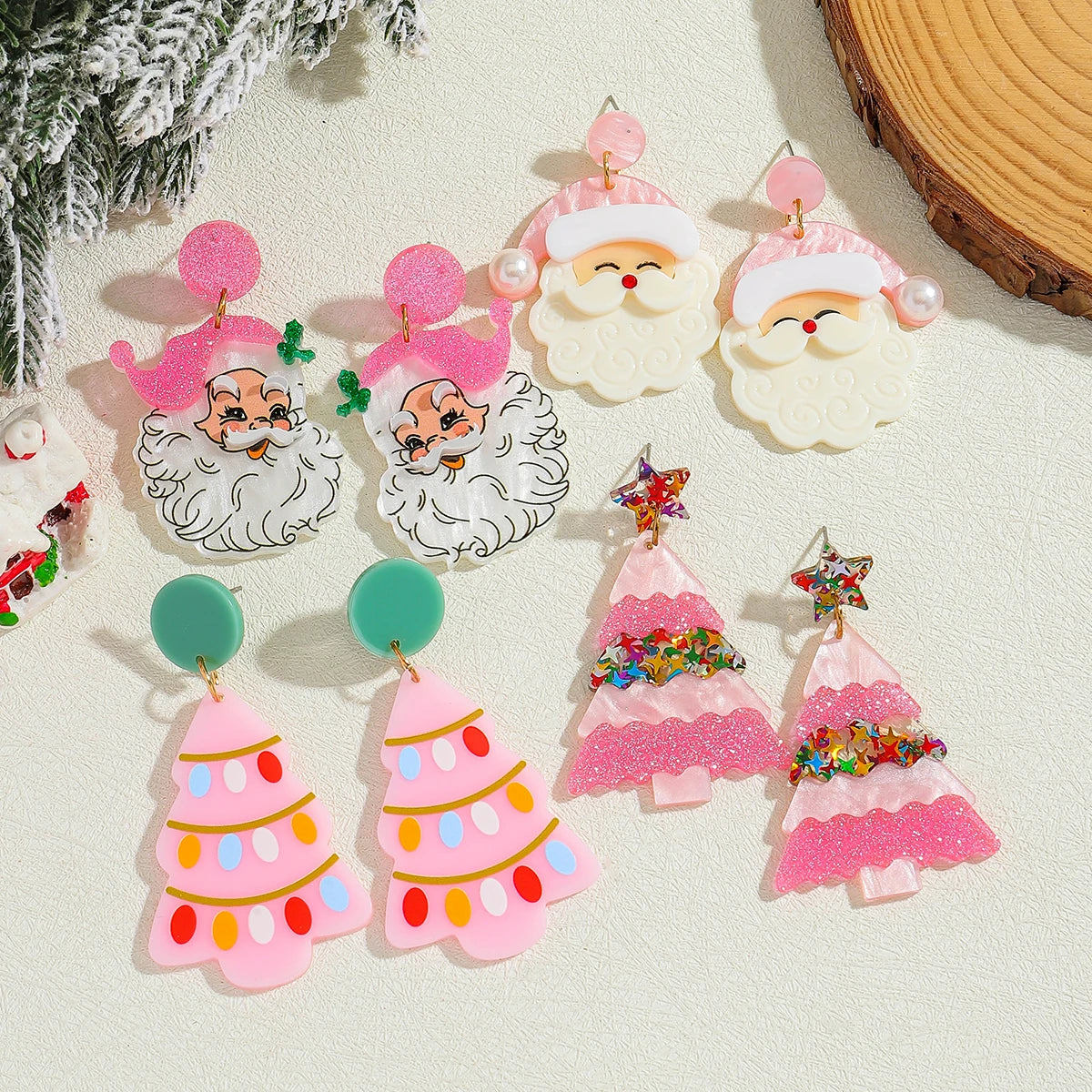 Acrylic Santa Drop Earrings