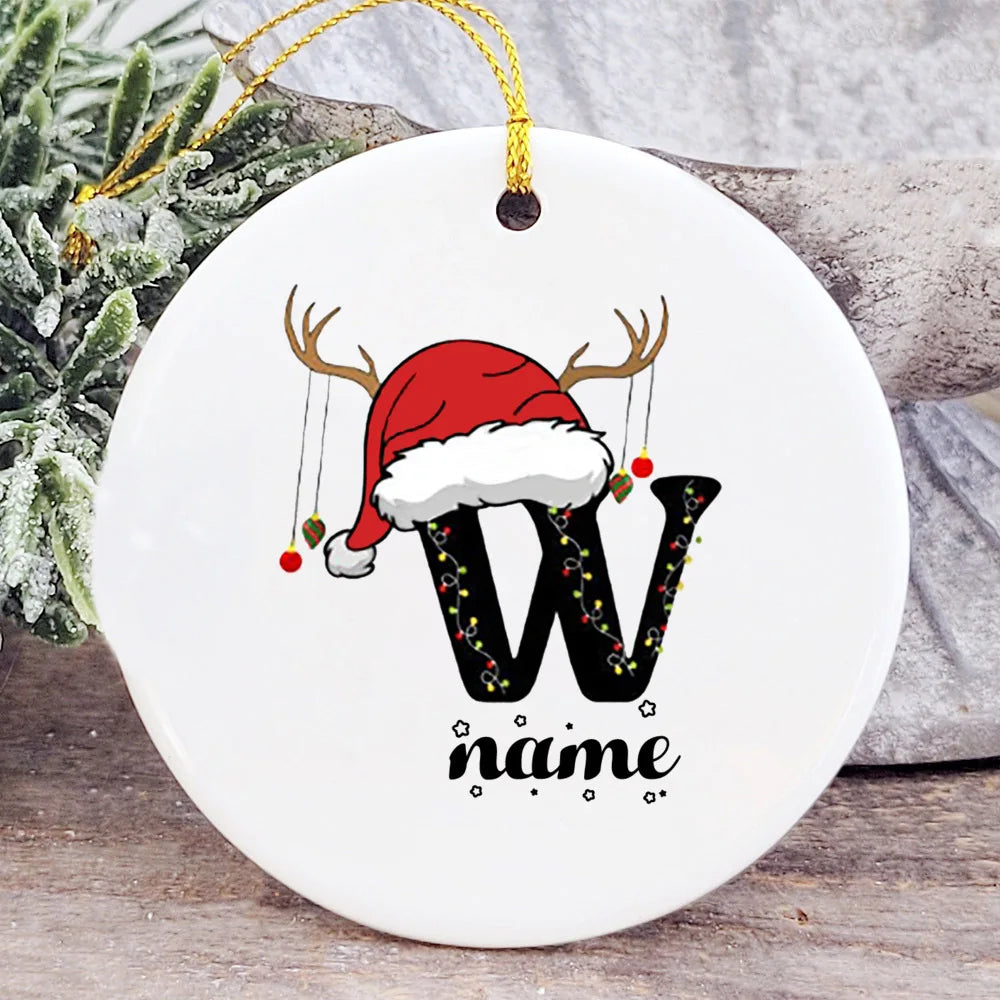 Baby's Christmas Ornament Personalized Initial with Name