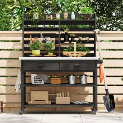 Heavy-Duty 64 Outdoor Potting Bench with Lockable Wheels