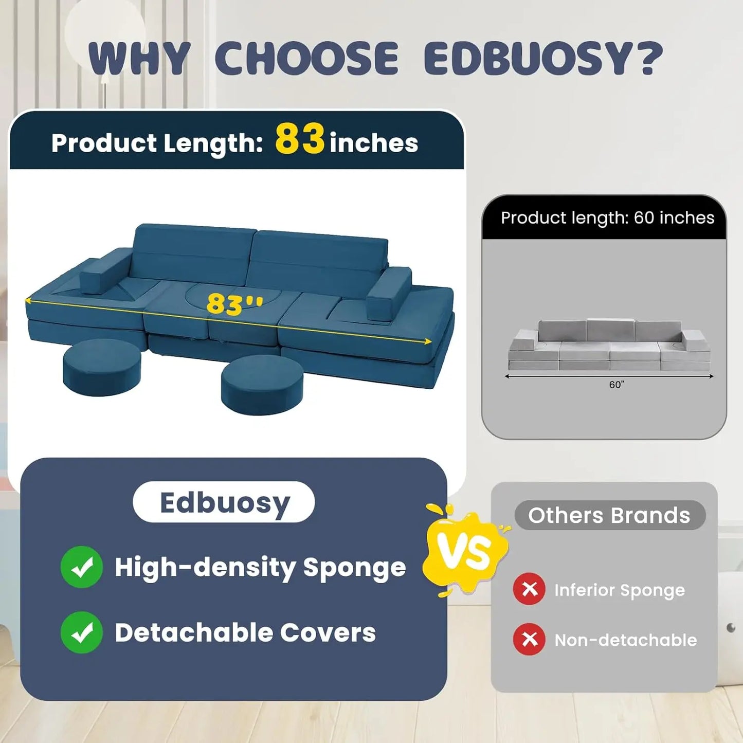 22Pcs Modular Kids Play Couch -