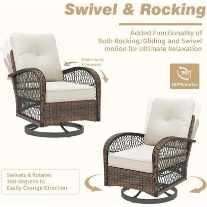 3 Pieces Patio Furniture Set Outdoor Swivel Rocker