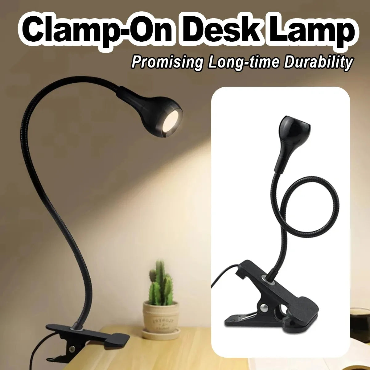 LED Table Lamp  With  360° Holder Clip Flexible Angle Adjustable 5V USB Powered
