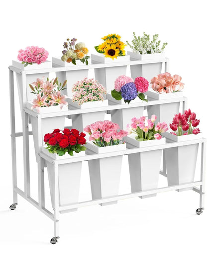 Flower Display Stand with 12 Buckets