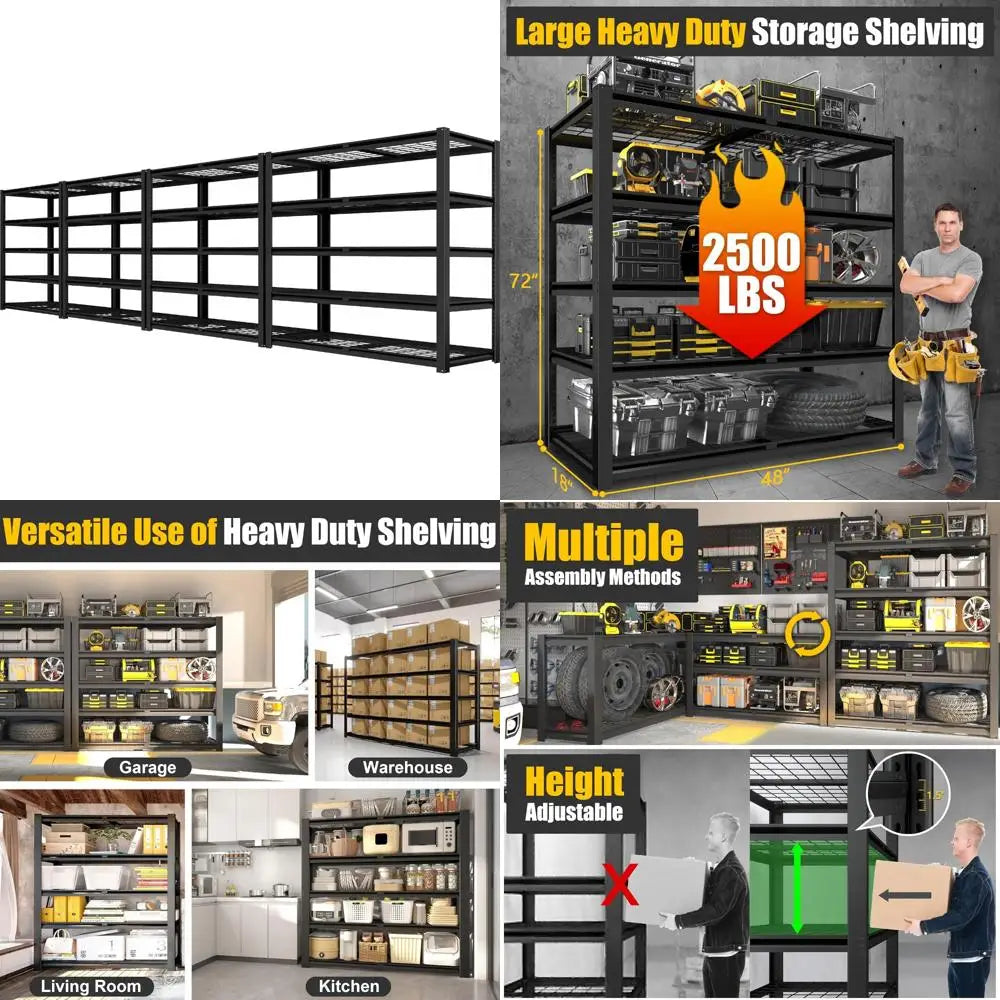47W x 18D x 72H Metal Heavy Duty Adjustable 5 Tier Wire Shelving