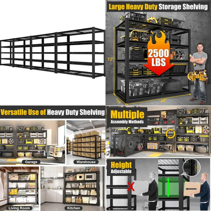 47W x 18D x 72H Metal Heavy Duty Adjustable 5 Tier Wire Shelving