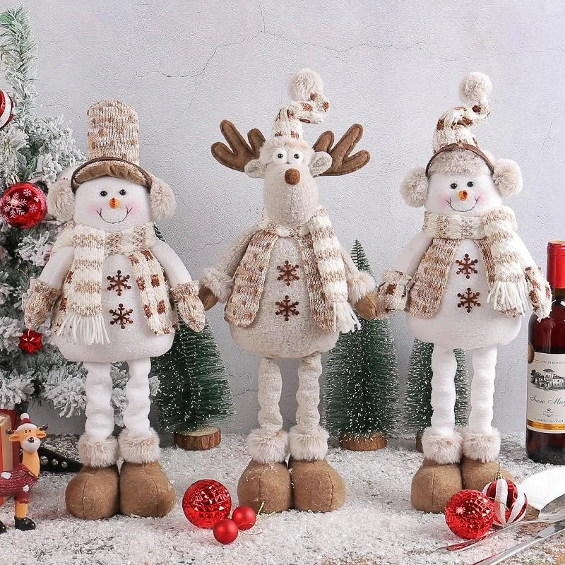Christmas Snowman Stretch Doll Creative Knitted Elk Doll Christmas Window Decoration Ornament Home Festival Party Decor Ornament