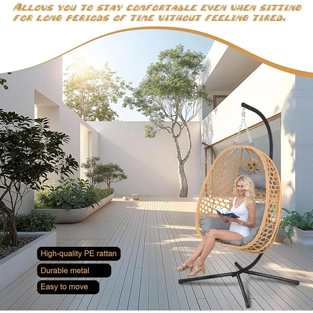Hanging Egg Chair with Stand & Cushions