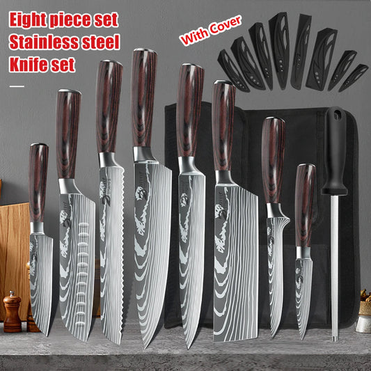 Kitchen Knife Set 7Cr17Mov Stainless Steel Chef Knife Ultra Sharp
