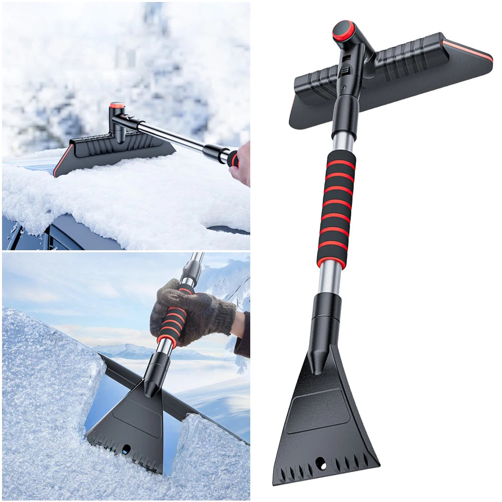 2 In 1 Car Snow Shovel Ergonomic Handle Retractable Snow Remover