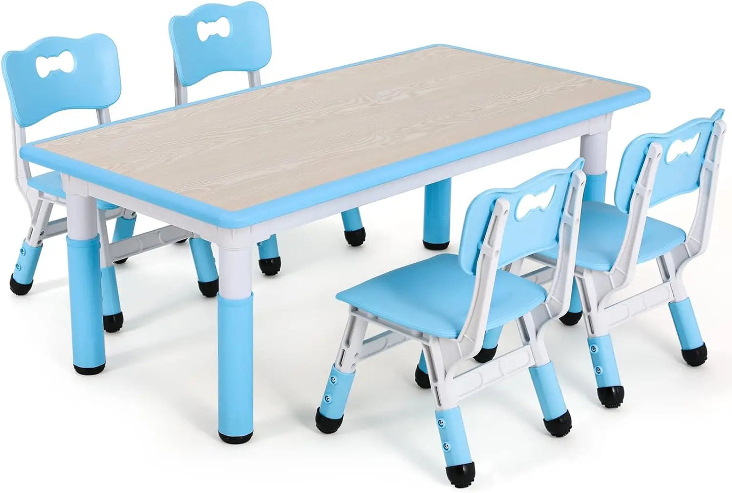 Kids Table and 4 Chairs Set, Height Adjustable