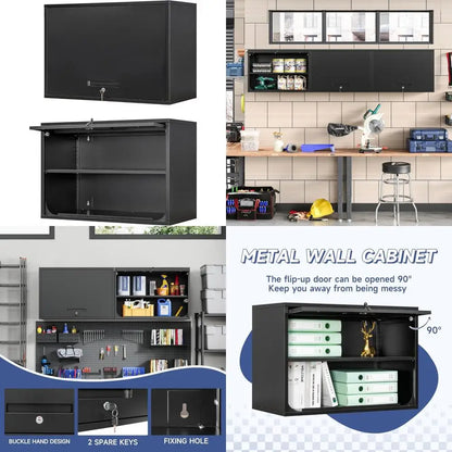 Secure Metal Wall Cabinet with Locking Door and Adjustable Shelf