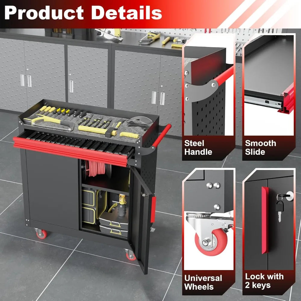 Metal Garage Storage Cabinet w/ Wheels