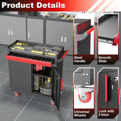 Metal Garage Storage Cabinet w/ Wheels