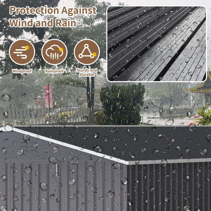 10x10~12x18FT Outdoor Metal Storage Heavy-Duty Frame Shed