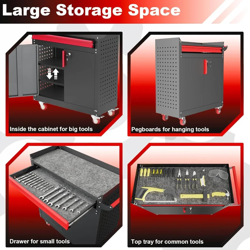 Metal Garage Storage Cabinet w/ Wheels