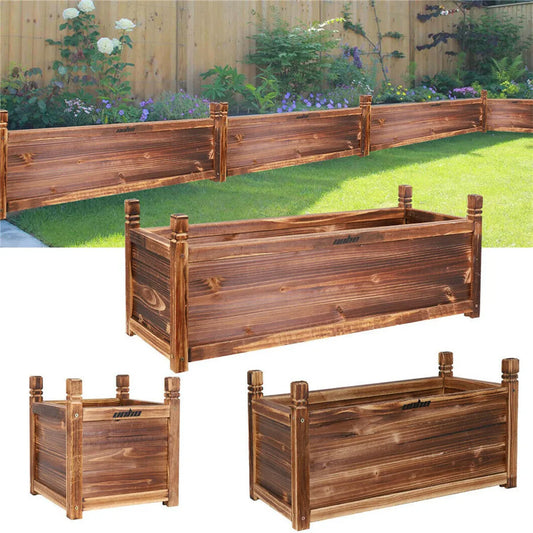 Wooden Raised Flower Bed Indoor Outdoor Vegetable Herb Planter
