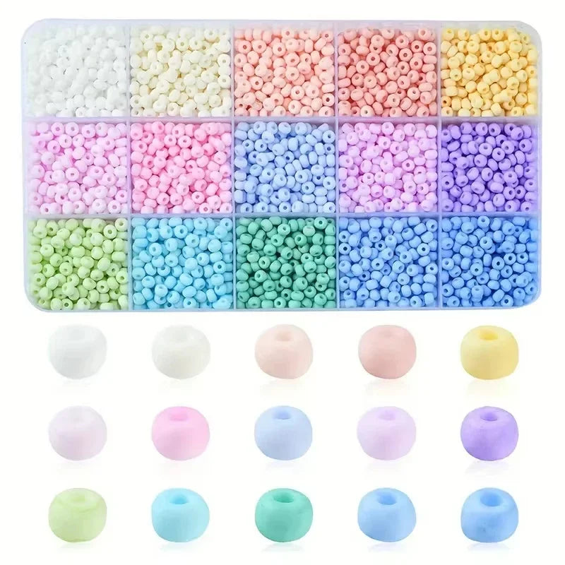 1Box of 15 Grids 4mm Macaroon Color Series Beads Regular Shape